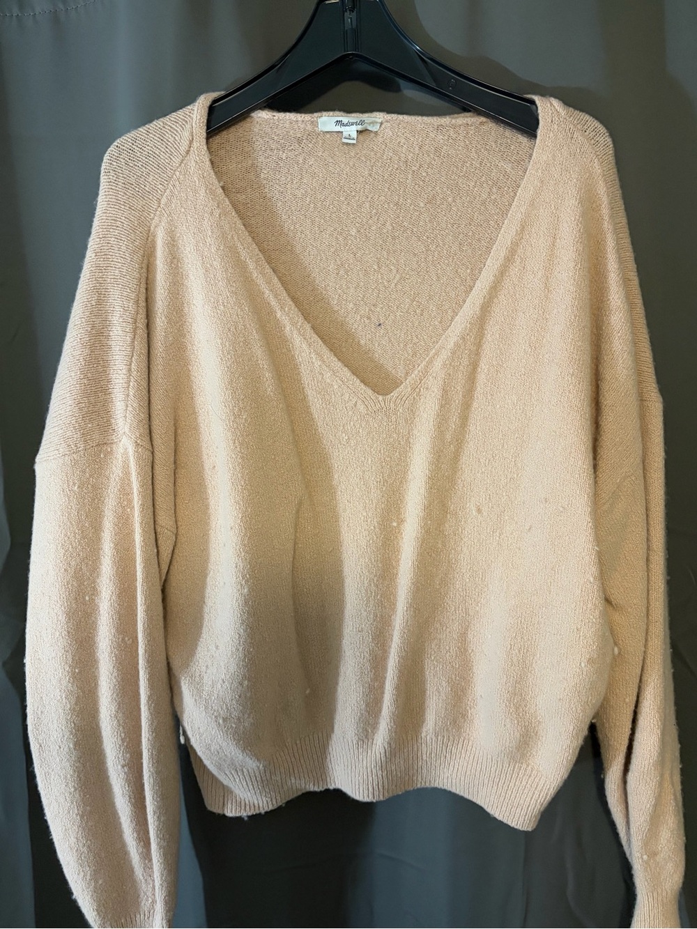 Madewell Soft V-Neck Knit Sweater in Cream